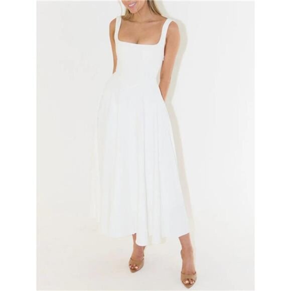 Square Neck Sleeveless Midi Dress - Picture 2 of 12